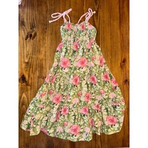 SweetHoney Pink Peony / Rose Floral Smocked Tiered Maxi Dress